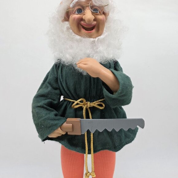 Vintage Telco Animated Motionette Elf Worker Toy Maker Christmas Decor Saw - Picture 3 of 6